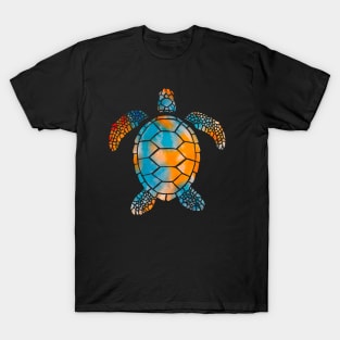 Orange and Blue Watercolor Sea Turtle T-Shirt